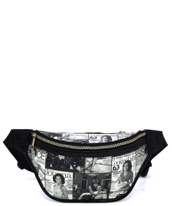 Magazine Cover Collage Fanny Pack Waist Bag OA056PP GRAY/BLACK